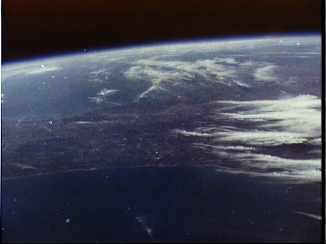 Picture of the Earth taken by John Glenn during his historic Friendship 7 flight.