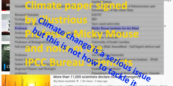11,000 Scientists + Micky Mouse Sign Climate Paper Without Fact Checking Cites - Carbon Tax Error - And Uncited Fate Of Humanity