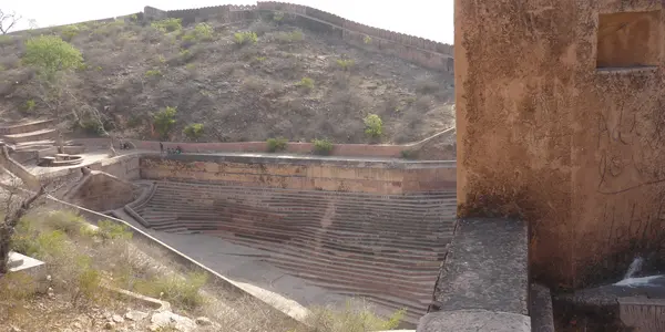 Hills of Nahargarfort (Tiger fort of Jaipur) are now barren Its water pond is dry
