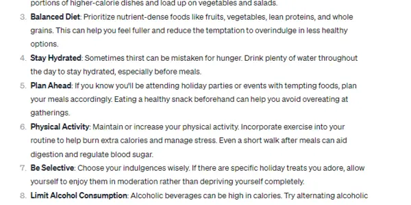 What Does ChatGPT Say About Holiday Eating Health?