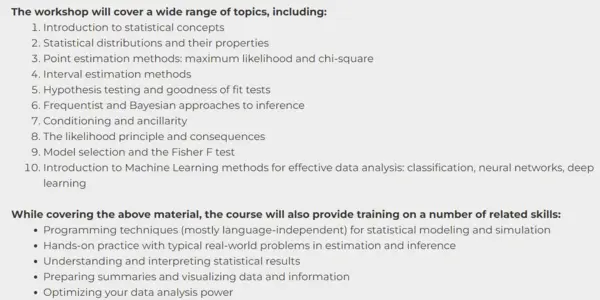 Statistical Methods For Fundamental Science Course Starts Tomorrow