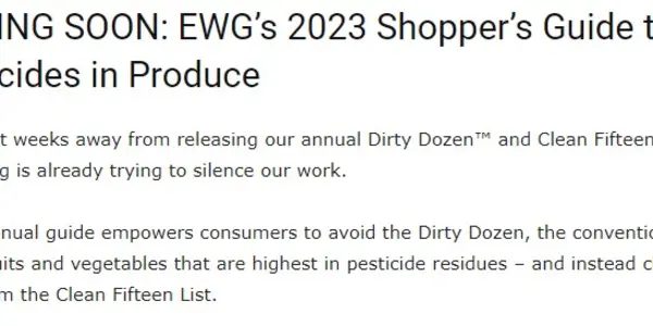 Environmental Working Group Says Dirty Dozen Delayed Until Toxic Organic Pesticides Are Left Out Again