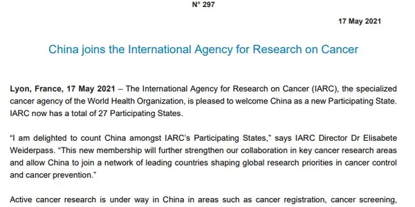 China Joins Russia And Iran At IARC - And That Means The IARC Agenda Will Be Even More Regressive