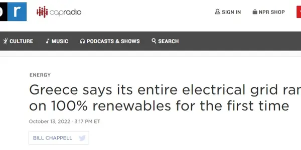 Activists Celebrate Greece Being 100% Renewable Energy - For 0.06% Of The Year