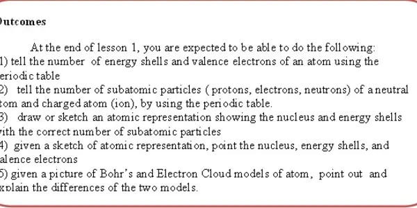 Manuscript on Chemical Bonds:  Lesson 1   Review on Atomic Structure and Periodic Table
