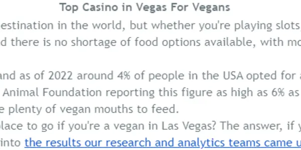 Vegans In Vegas - A Finding We Won't Be Covering Today