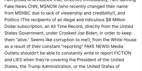 Don't Ignore The Fifth Amendment In Why Presidents Can't Ban The Press